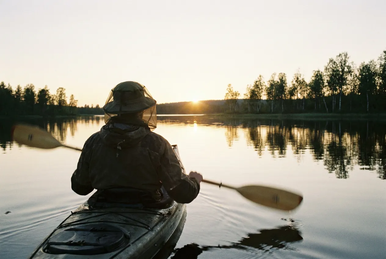 Lacs et toundra de Laponie sous le soleil de minuit, en été